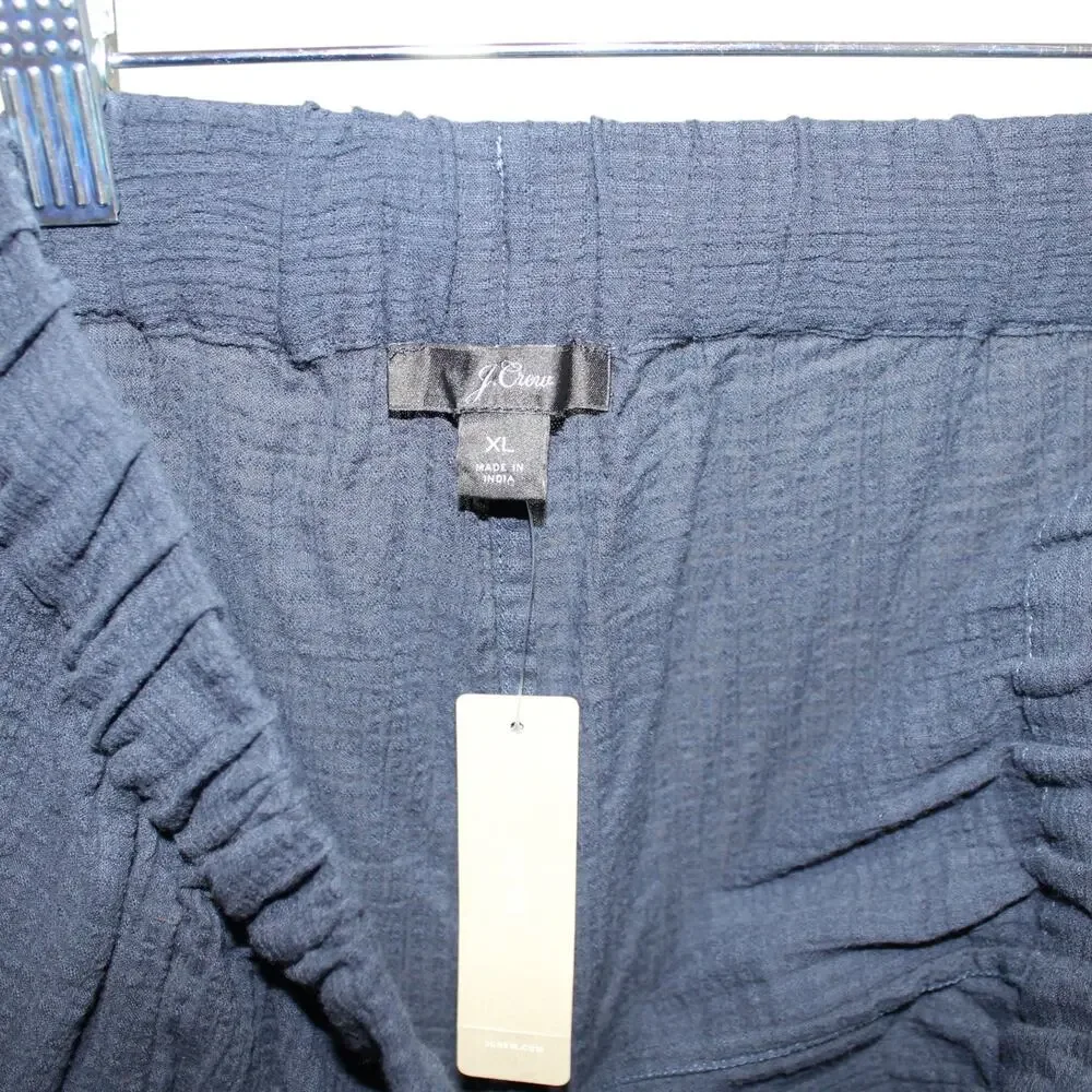 J. Crew 100% Cotton Cropped Pants Size XL Navy Blue NWT